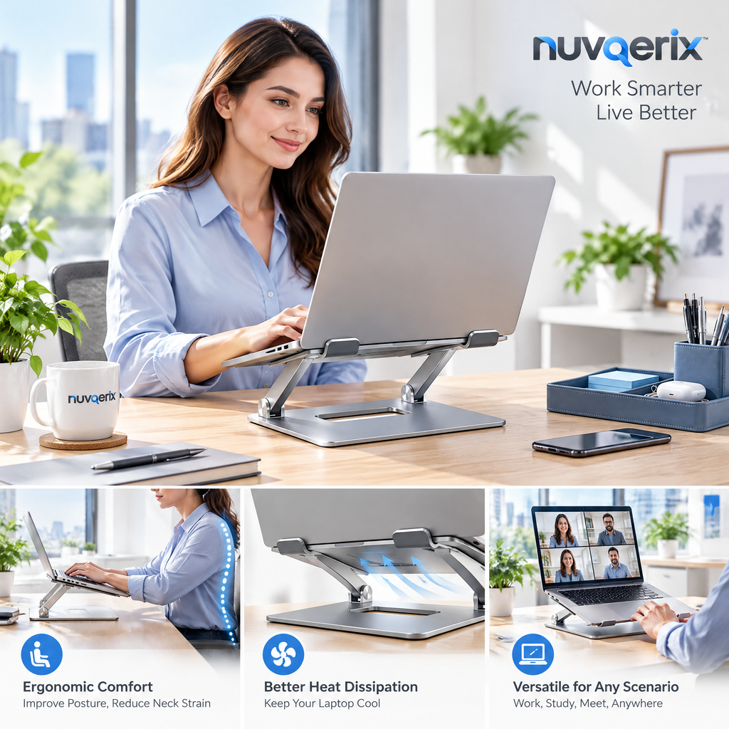 nuvqerix™ Adjustable Laptop Stand & Desk Mat Set