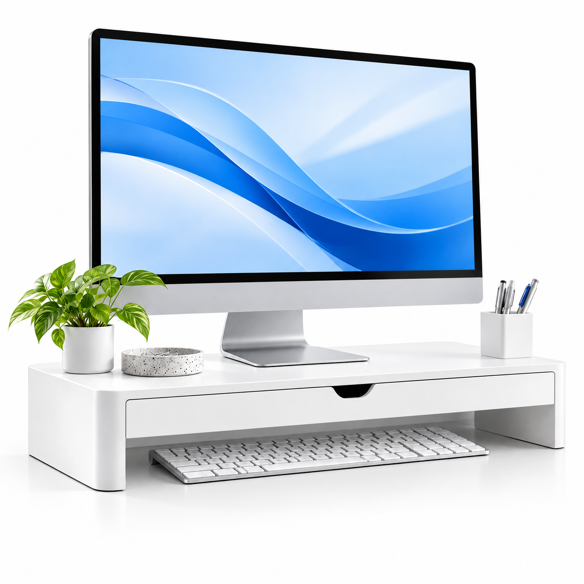 nuvqerix™ Minimal Monitor Riser with Storage Drawer