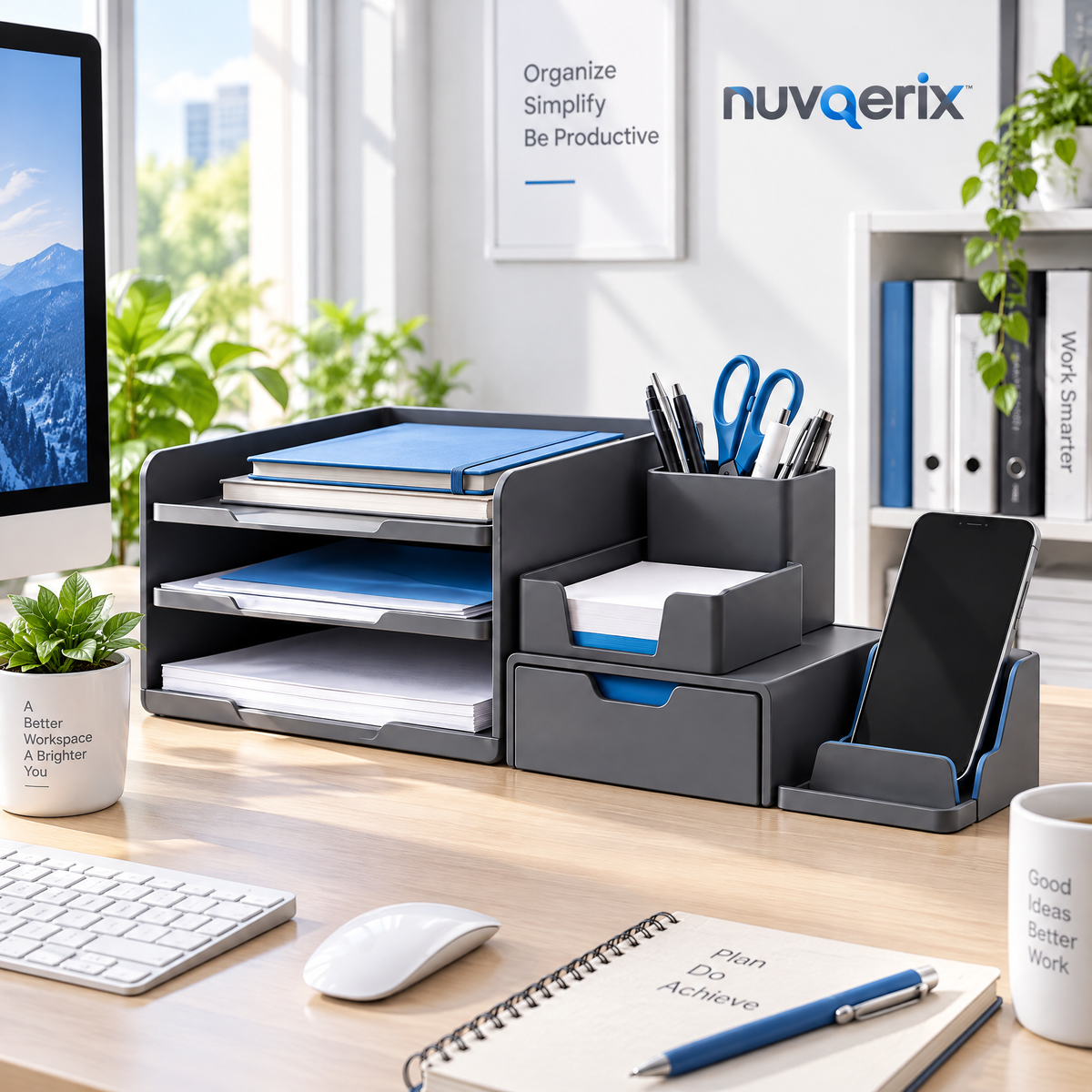 nuvqerix™ Modular Desktop Organizer Station
