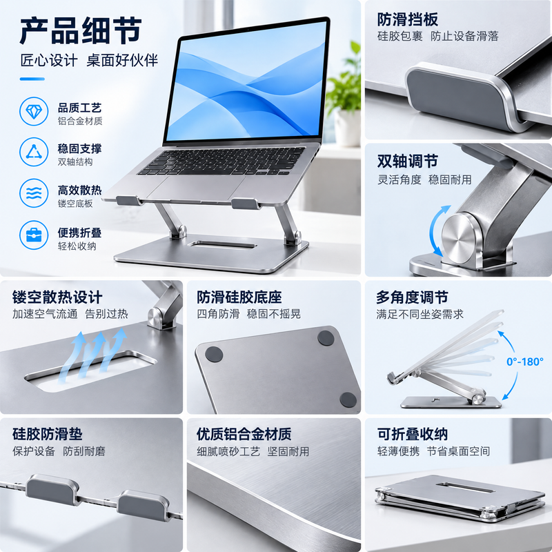 nuvqerix™ Adjustable Laptop Stand & Desk Mat Set