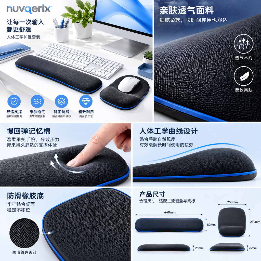 nuvqerix™ Ergonomic Keyboard Wrist Rest & Mouse Pad Set