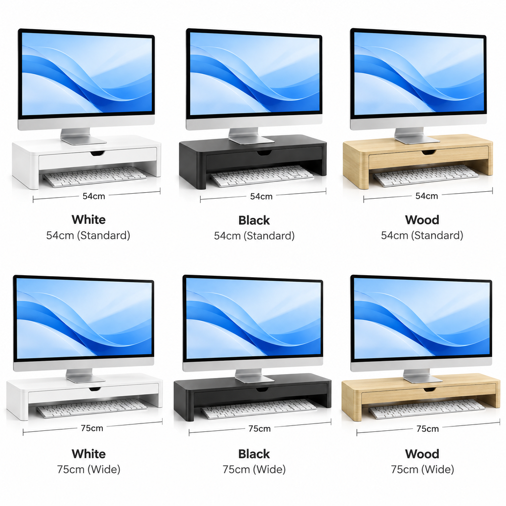 nuvqerix™ Minimal Monitor Riser with Storage Drawer